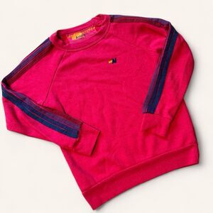 Aviator Nation Kids Size 12 Sweatshirt Pink Crewneck Stripe Sleeve Made in USA